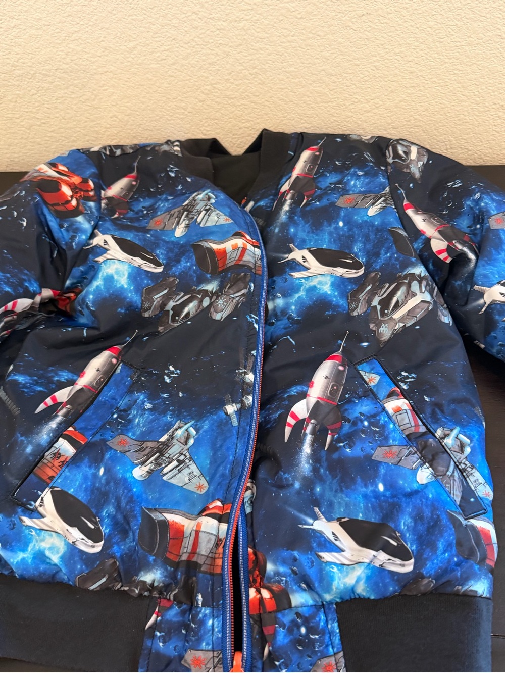 Kids Space-Print Puffer Jacket - Blue